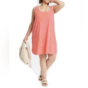 Women's Terry Tank Dress - a New Day - Coral Pink - Size 4X Plus Swim Cover Up